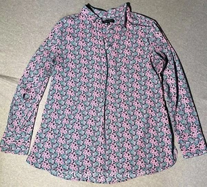 Banana Republic Tunic Top Womens Size XL Pink Blue Floral Print Popover  - Picture 1 of 13