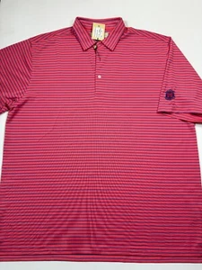 Donald Ross Polo Shirt Mens 2XL Coral Blue Striped Midlothian Country Club NWT - Picture 1 of 9