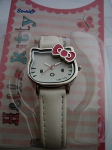 HELLO KITTY WATCH HK006 OFFICIAL SANRIO STAINLESS STEEL WHITE LEATHER GENUINE - Picture 1 of 2