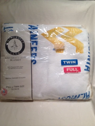 West Virginia Mountaineers University Club Blanket Full Twin Unused Cover