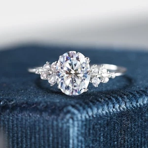 3 Ct Oval Cut VVS1 Diamond Solitaire Engagement Ring 14K White Gold Finish - Picture 1 of 9