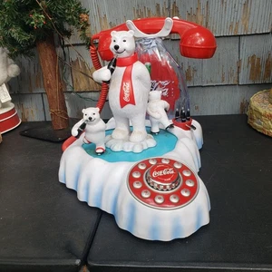 2000 Coca-Cola animiertes musikalisches Leuchttelefon Eisbären Eislaufen funktioniert - Bild 1 von 4