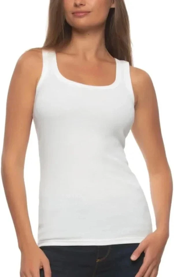 Felina Women Tops Ribbed Tank 3 pack Tan/Black/ White Large