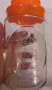 25-955 Vintage TANG Glas Anchor Hocking orange Deckel Aufbewahrung Kanister altes Mühlenrad - Bild 1 von 8