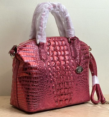 NWT BRAHMIN RED DRAGON METALLIC MEDIUM DUXBURY LEATHER DOME SATCHEL HANDBAG - Image 1 of 4