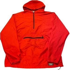 DE COLECCIÓN L.L. Bean Hombre 1/4 Cremallera Rojo Pullover Anorak Chaqueta Cortavientos Capucha LG Mancha - Imagen 1 de 19