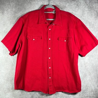 Vintage Marlboro Classics Western Denim Shirt Mens 2XL Red Pearl Snap Cowboy  - Image 1 of 4