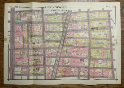 De colección 1927 Newark NJ Plat Map Elisha Robinson Wards 4 5 9 y 10 Vol 3 Placa 2 Foto 1 de 4