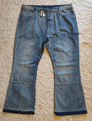 NWT Boohoo Man Jeans Mens 44x32 Plus Slim Rigid Flare Carpenter Button Fly  - Image 1 of 4