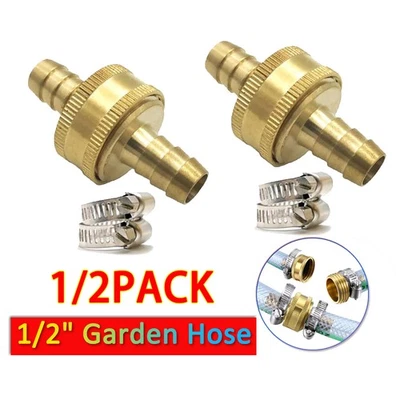 Paquete de 2 Kit de Reparación de Manguera de Jardín de 1/2" - Conector Mender de Latón Macho y Hembra Foto 1 de 4