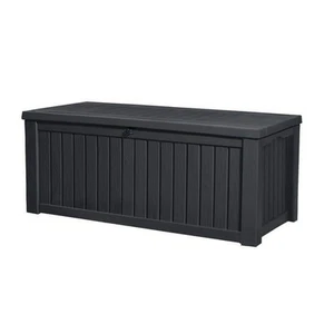 150 Gal. Large Deck Box Resin Grey for Patio Garden Furniture, Rockwood Outdoor - Picture 1 of 11