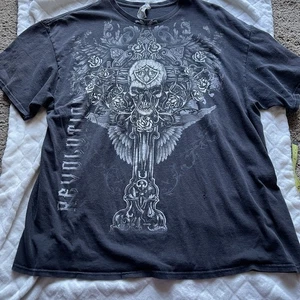 Vintage y2k mens Revolution skull crossbones 2000s grunge graphic tee 2xl - Picture 1 of 4