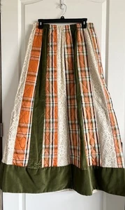 Vintage Chessa Davis Maxi Skirt Multi Pattern Velour Lace Patchwork Hippy NEW - Picture 1 of 18