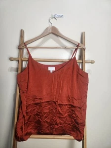 Witchery Silk Spaghetti Strap Lined Cami Top Rust Red Orange Size 14 - Picture 1 of 10