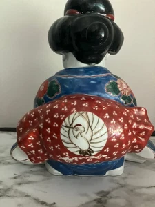Estatuilla de porcelana japonesa asiática de colección kimono pintado a mano MUÑECA GRÚA OBI - Imagen 1 de 9