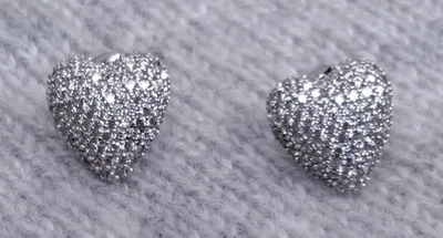 Nadri Sterling Silver CZ Heart Earrings - Image 1 of 4