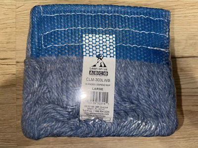 ABCO 4层切割端棉大号拖把头替换宽带蓝色(24.5盎司) — 第 1/2 张图片