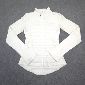Lululemon Jacket Womens 6 White Forme Striped Long Sleeve Full Zip Winter Size 6 - Picture 1 of 11