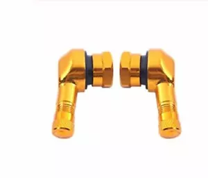 2x YELLOW CNC Aluminum Motorcycle 90 Degree Angle Wheel Tire Stem Tubeless Valve - Picture 1 of 1