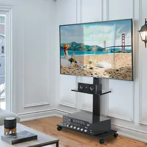 Rolling Trolley TV Floor Stand Portable Television w /Swivel VESA Bracket 32-70" - Picture 1 of 12