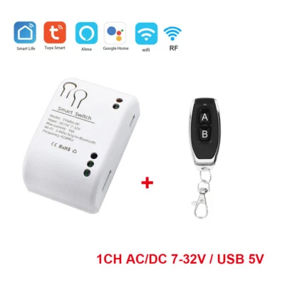 TUYA Wlan Funkschalter Empfänger Modul DC 7V 12V 32V mit Fernbedienung Fr Alexa - Bild 1 von 4