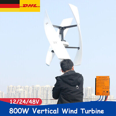 800W 12V 24V 48V Maglev Vertikale Windturbine Windkraftanlage & MPPT Laderegler • 649.99€