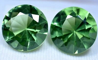 Lab Created Pair Of 67.10 Ct Green Peridot GGL Certified Round Cut Gemstone - Image 1 of 4