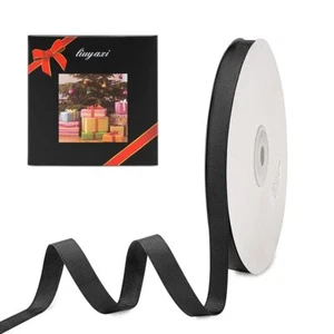 Black Solid Grosgrain Ribbon 3/8" X 50 Yards Wedding Hair Accessories Gift - Picture 1 of 6