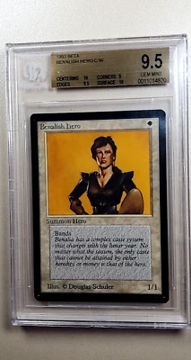 1993 MtG Magic the Gathering Beta Benalish Hero BGS 9.5 Gem Mint POP 48 - Image 1 of 4