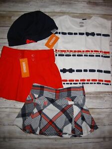 Gymboree Girls 4 4T Prep Perfect Skirts, Shirt, Hat Outfit Lot