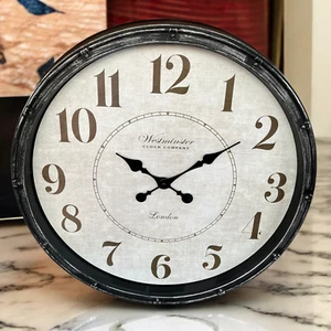 48 cm Vintage Wall Clock Classic Antique Quartz Silent Non-Ticking Home Décor - Picture 1 of 11