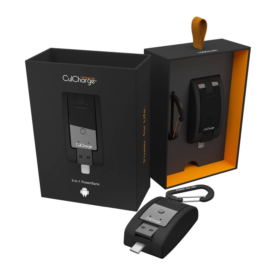 CULCHARGE MICRO USB 3 IN 1 Keychain 1000mAh PowerBank - For Android CPB1000M - Image 1 of 4