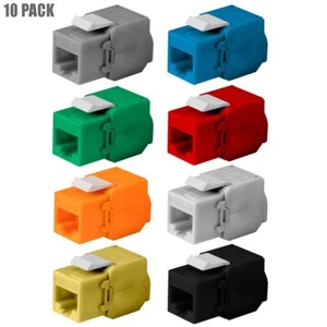 10 Pcs Cat6A RJ45 Ethernet Network Keystone Jack Toolless 180 Degree Module - Picture 1 of 9