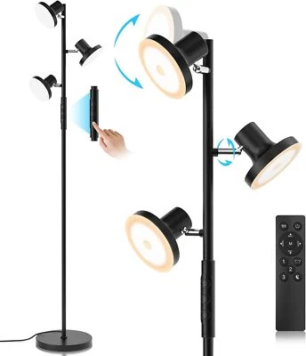 SIBRILLE Stehlampe LED Deckenfluter mit Fernbedienung & Touch 3 Leuchten Schwarz