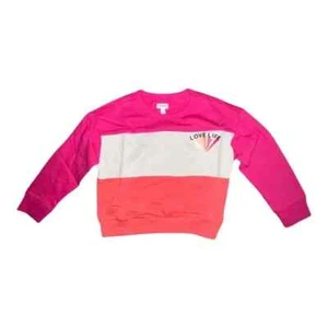 Gymboree Girls Pink Color Block Love Life Graphic Sweatshirt Small NWT - Picture 1 of 7
