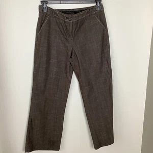 Attention Brown Canvas Look Pants With Contrast Stitch Wide Leg Size 4 H3 - Picture 1 of 7
