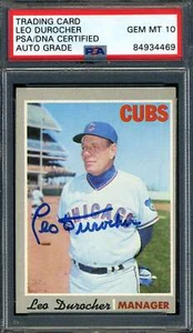Leo Durocher Gem Mint 10 PSA DNA Signed 1971 Topps Autograph - Picture 1 of 1