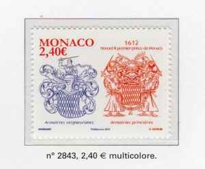 Monaco 2012 Y&TN°2843 Armoiries & Armoiries princières timbre neuf/Almo1 - Imagen 1 de 1