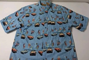 Clear Water Outfitters Shirt Men's XXL Blue Classic Car Pattern Button Up - Picture 1 of 5