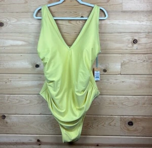 Kona Sol Womens V Neck Over The Shoulder High Leg One Piece Swimsuit 24W NWT - Picture 1 of 8