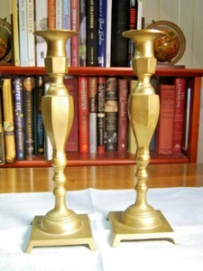 Vintage Asian - TAIWAN - Brass Candlesticks - 11 1/2" Tall - Picture 1 of 11