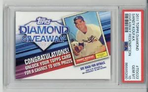 2011 TOPPS DIAMOND GIVEAWAY REDEMPTION SANDY KOUFAX DODGERS PSA 10 LOW POP RARE - Picture 1 of 2
