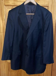 JOS A BANK Black Navy Stripes Gordon Suit Sz 48L Long Blazer Pants, 40X31 - Picture 1 of 9