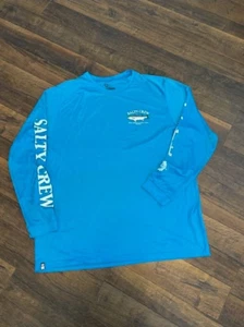 SALTY CREW men's polyester long sleeve swim shirt, blue, XL, New w/defect - Picture 1 of 2