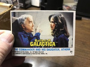 Battlestar Galactica Trading Card, # 33 THE COMANDER AND HIS DAUGHTER,ATHENA
