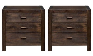 2pc Wood Nightstand End Side Table with 3 Drawer for Living Room, Bedroom,Office - Picture 1 of 12