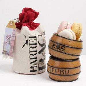 Japanese Ofuro Bathtub Barrel Set of 2 Cedar Wood 3.5" Kitchen Desk Organizer - Picture 1 of 5