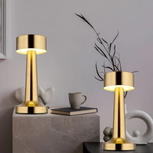 Tischleuchte Wohnzimmerleuchte Tischlampe dimmbar LED Leseleuchte messing 2x - Bild 1 von 12
