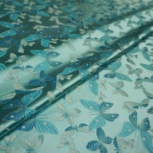 Butterfly Fabric Damask Brocade Satin Japanese Retro for Kimono Clothes New NR9 - Picture 1 of 17