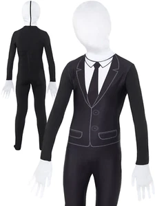 Niños Slenderman Disfraz Infantil Segunda Piel Traje Disfraz de Halloween S-L - Imagen 1 de 5